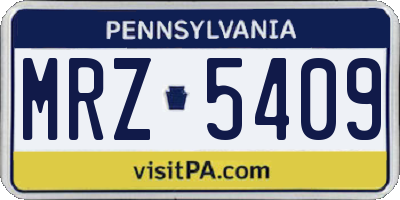 PA license plate MRZ5409