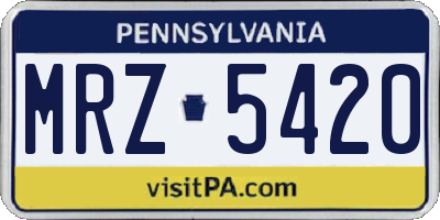 PA license plate MRZ5420