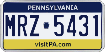 PA license plate MRZ5431