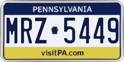 PA license plate MRZ5449