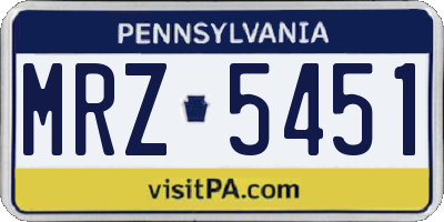 PA license plate MRZ5451