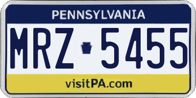 PA license plate MRZ5455