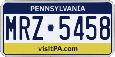 PA license plate MRZ5458