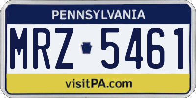 PA license plate MRZ5461