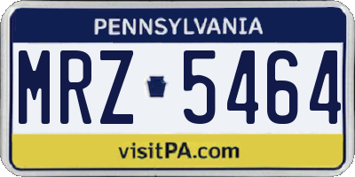 PA license plate MRZ5464
