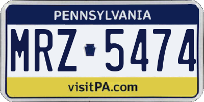 PA license plate MRZ5474