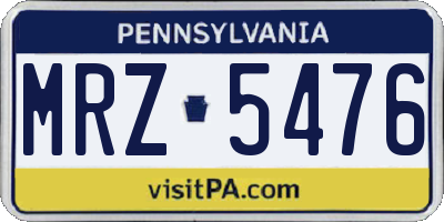PA license plate MRZ5476