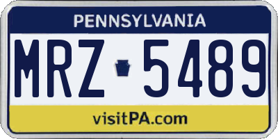 PA license plate MRZ5489