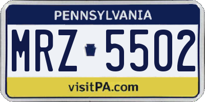 PA license plate MRZ5502