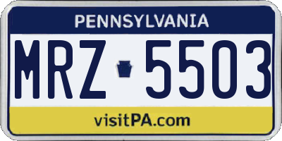 PA license plate MRZ5503