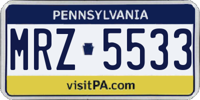 PA license plate MRZ5533