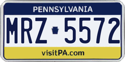 PA license plate MRZ5572