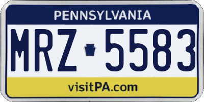PA license plate MRZ5583