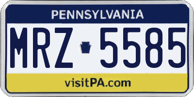 PA license plate MRZ5585