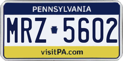 PA license plate MRZ5602