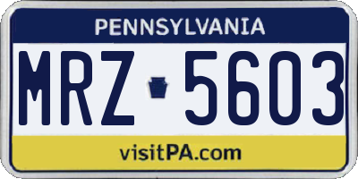 PA license plate MRZ5603
