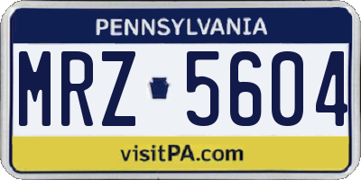 PA license plate MRZ5604