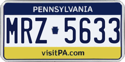 PA license plate MRZ5633