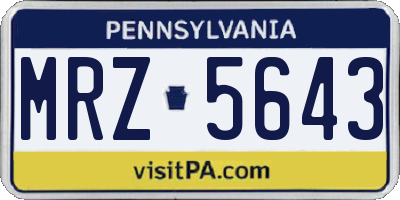 PA license plate MRZ5643