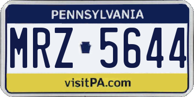 PA license plate MRZ5644