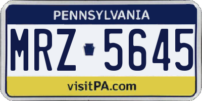 PA license plate MRZ5645