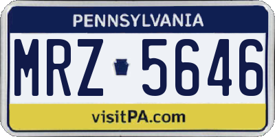 PA license plate MRZ5646
