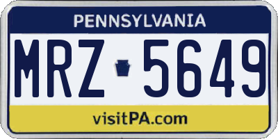 PA license plate MRZ5649