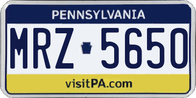 PA license plate MRZ5650