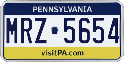 PA license plate MRZ5654
