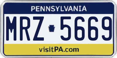 PA license plate MRZ5669
