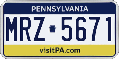 PA license plate MRZ5671