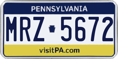 PA license plate MRZ5672