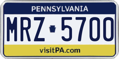 PA license plate MRZ5700