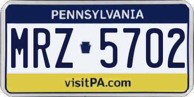 PA license plate MRZ5702