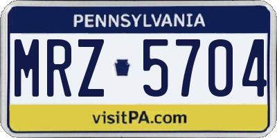 PA license plate MRZ5704