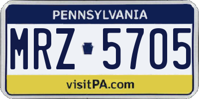 PA license plate MRZ5705