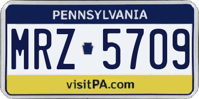PA license plate MRZ5709