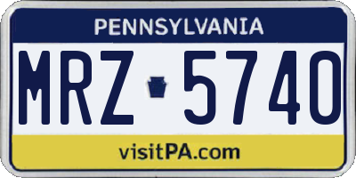 PA license plate MRZ5740