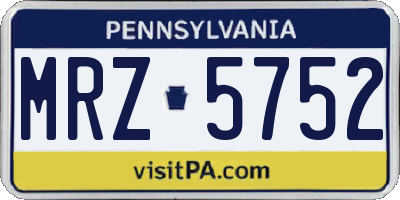 PA license plate MRZ5752