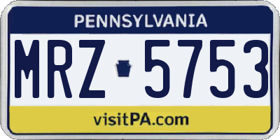 PA license plate MRZ5753