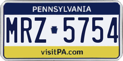 PA license plate MRZ5754