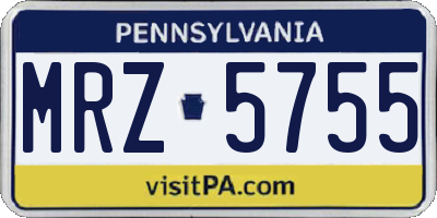 PA license plate MRZ5755
