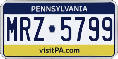 PA license plate MRZ5799