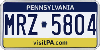 PA license plate MRZ5804