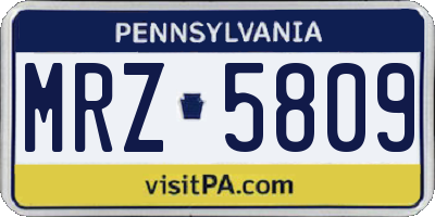 PA license plate MRZ5809