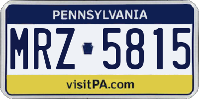 PA license plate MRZ5815