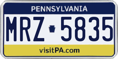 PA license plate MRZ5835