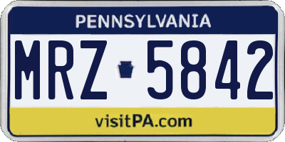 PA license plate MRZ5842