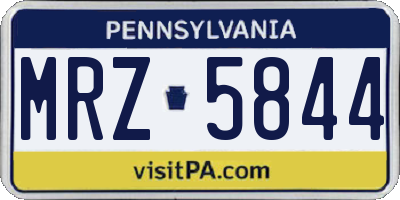 PA license plate MRZ5844