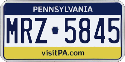 PA license plate MRZ5845